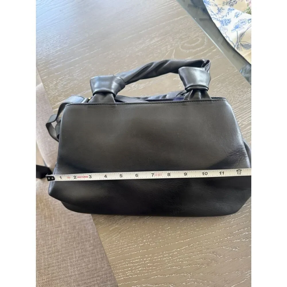LIA NUMA Black Leather Tote Handbag Satchel Classic Shoulder Bag Made in Italy